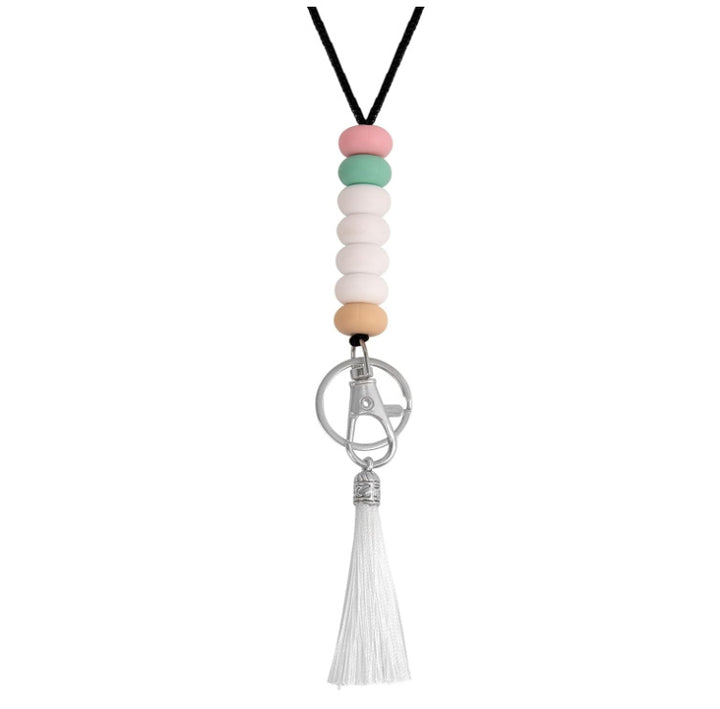 Colorful Beaded Keychain Lanyard with Tassel Kalsten