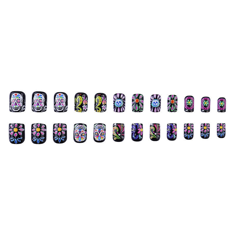 Artistic Sugar Skull Nail Art