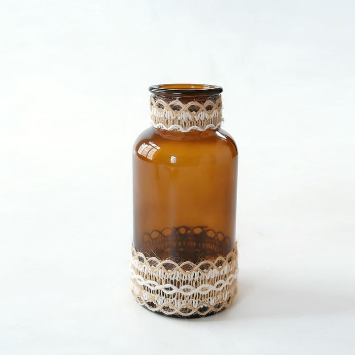 Decorative Glass Bottle with Lace Detail