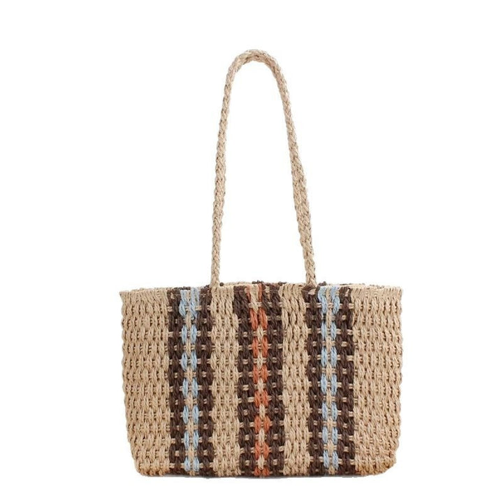 Elegant and Spacious Woven Shopper with Eye-Catching Striped Design Kalsten