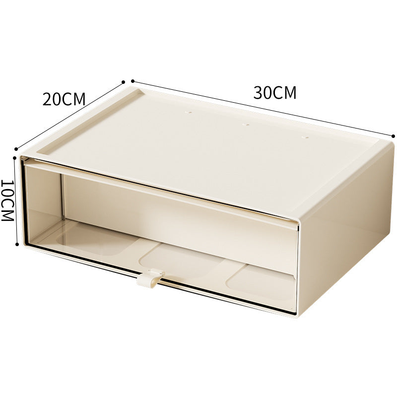 Compact stackable drawer storage box with transparent window