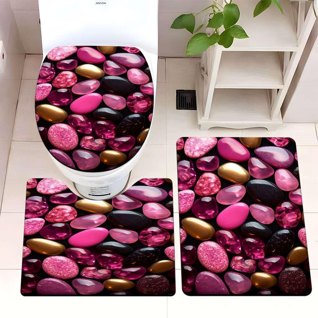 Decorative Pebble Bathroom Mat Set Kalsten