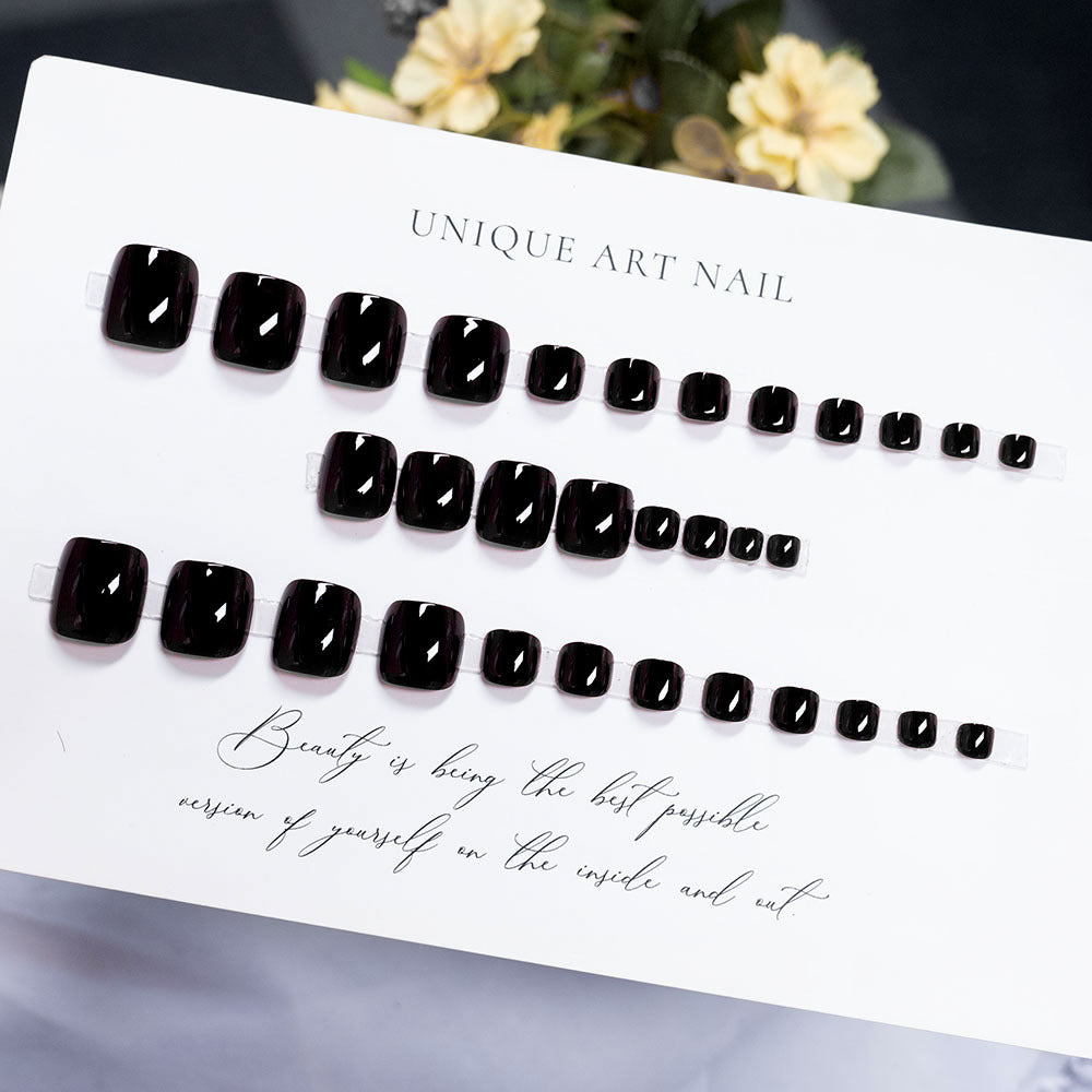 Glossy Black Toenail Art