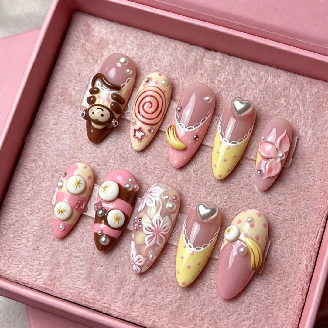 Artistic Chocolate-Inspired Press-On Nail Set kalsten
