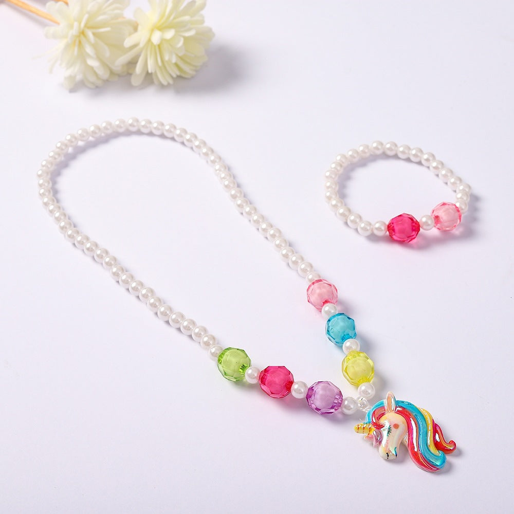 Playful jewelry set with unicorn pendant Kalsten