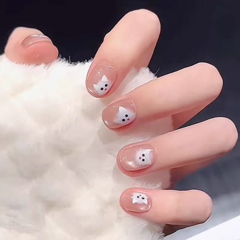 Stylish Press-On Nail Set with Animal Print and Gem Accents Kalsten