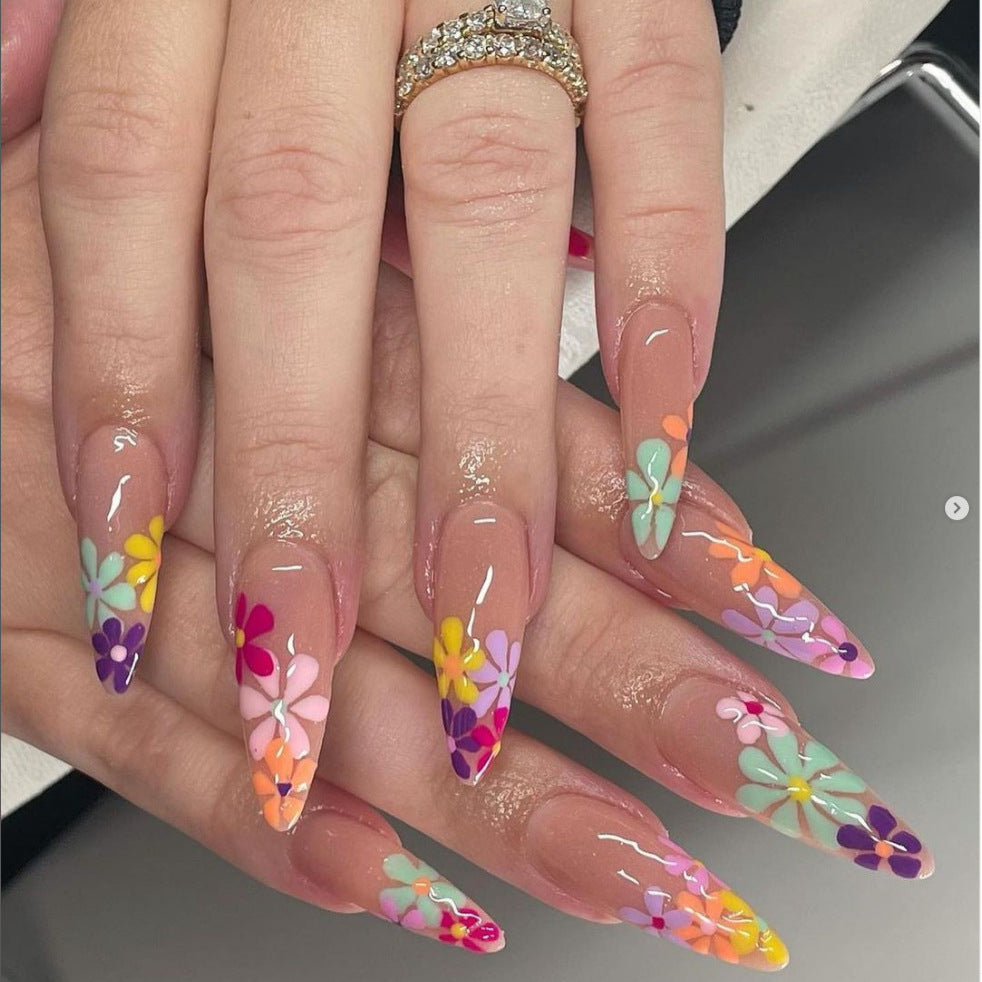 Artistic Floral Nail Art Extensions Kalsten