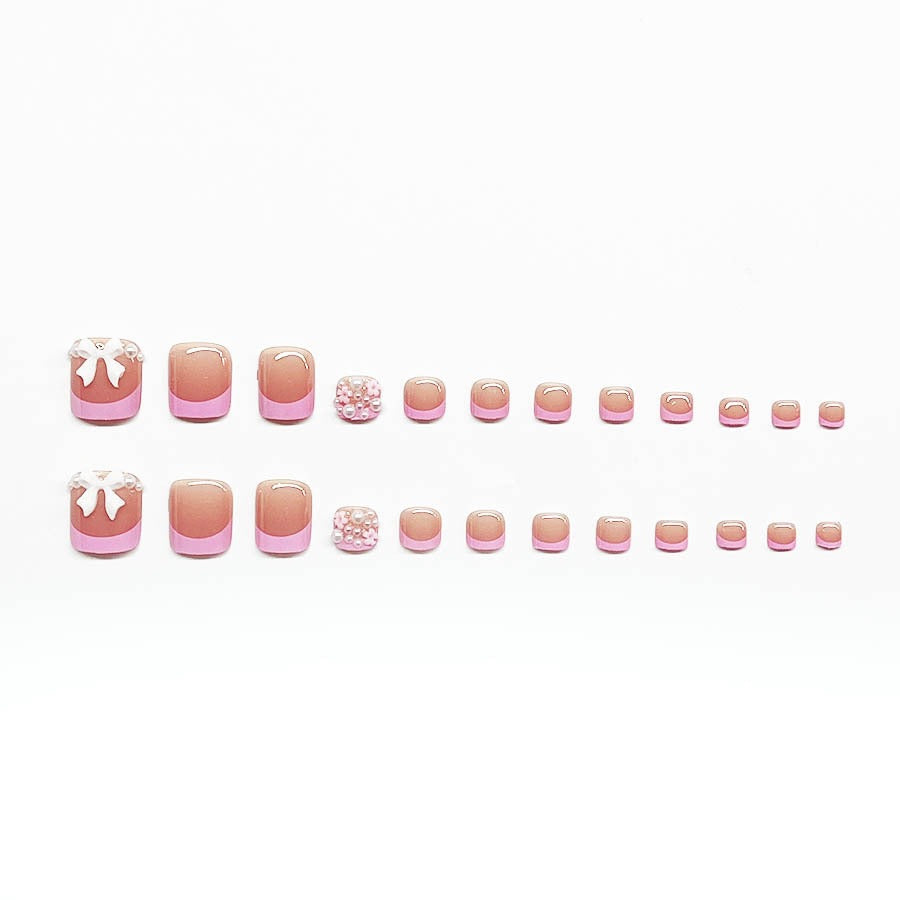 Decorative Press-On Nail Art Set with Floral and Bow Accents Kalsten