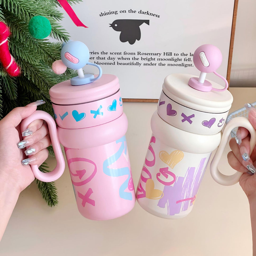 Women’s children’s drinking cup with integrated straw and playful design Kalsten
