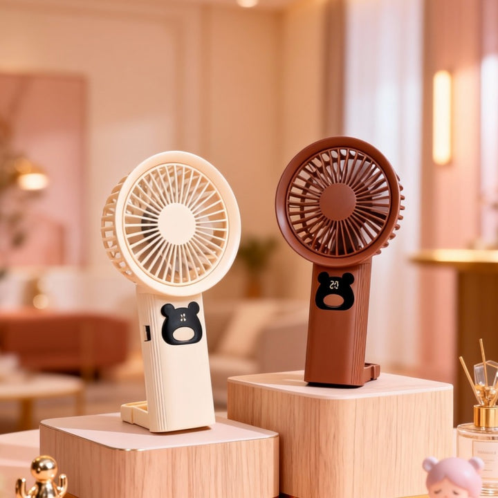 Women portable handheld fan with playful bear design Kalsten