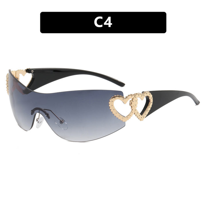 Ladies sporty sunglasses in trendy shield design with heart accents Kalsten