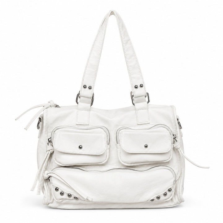 Multi-Pocket Leather Satchel Bag