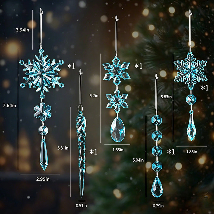 Crystal Snowflake Ornaments Set
