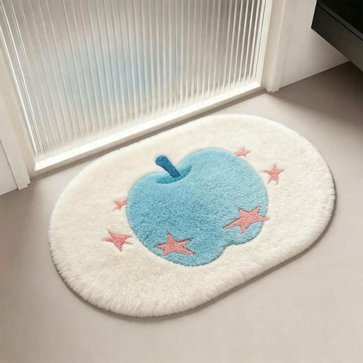 Apple-Themed Plush Bath Mat
