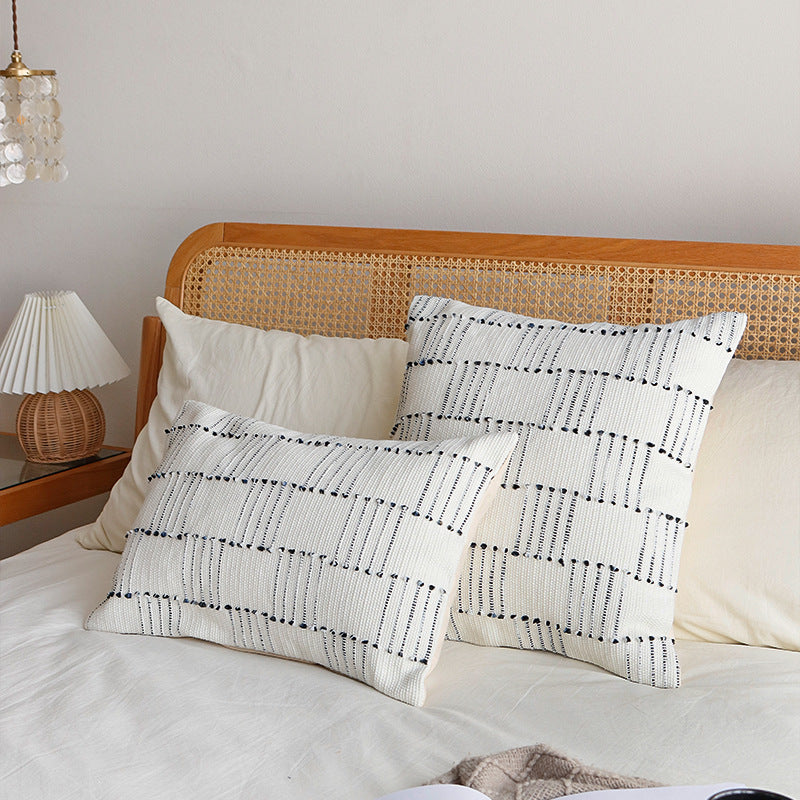 Structure cushion cover in Scandinavian design made of cotton twill with dotted tuft decoration