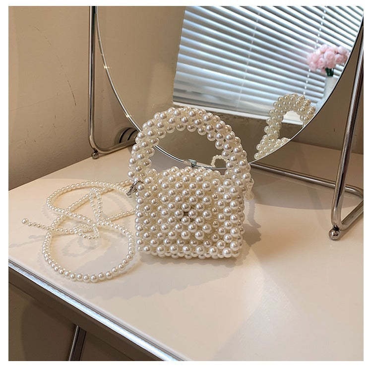 Pearl-Embellished Artisan Handbag