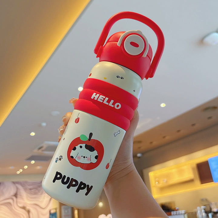 Insulated water bottle with cute animal design and practical carrying handle Kalsten