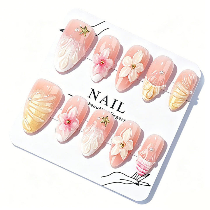 3D Floral Decorative Press-On Nail Set