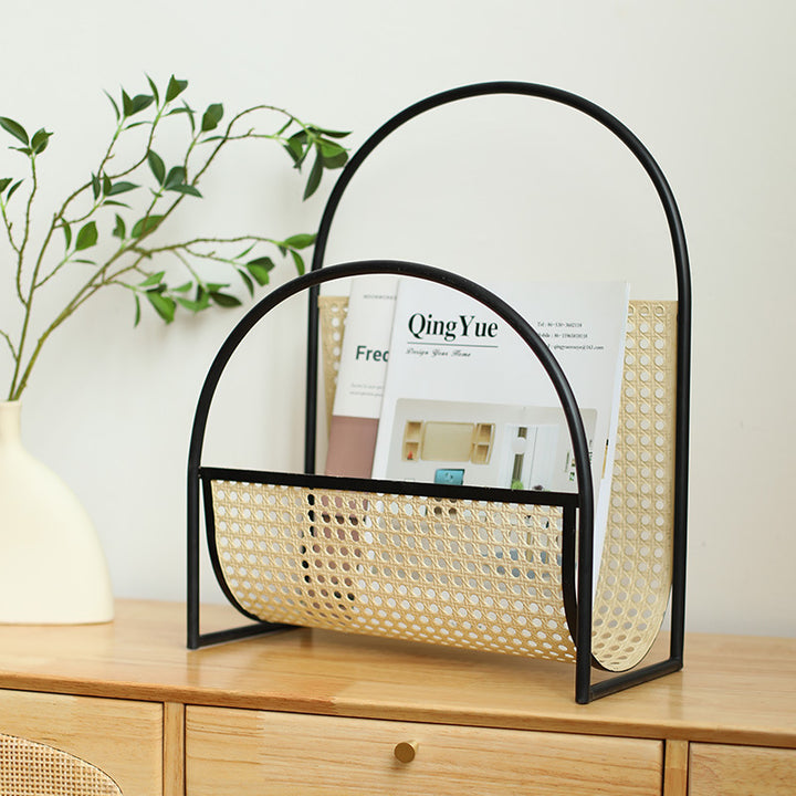 Unisex Elegant Magazine Holder with Artistic Weaving Structure Kalsten