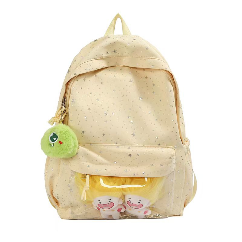 Backpack with Transparent Front Pocket and Cozy Kalsten Motif