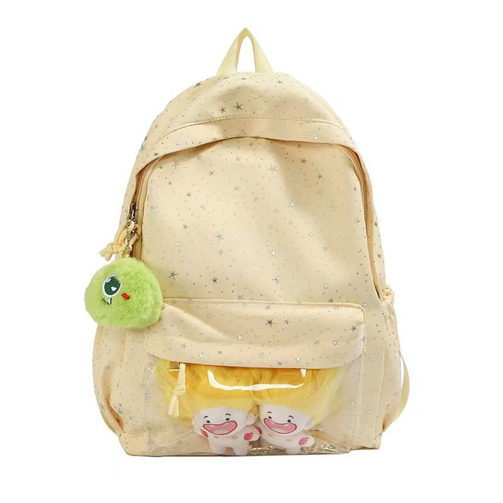 Backpack with Transparent Front Pocket and Cozy Kalsten Motif