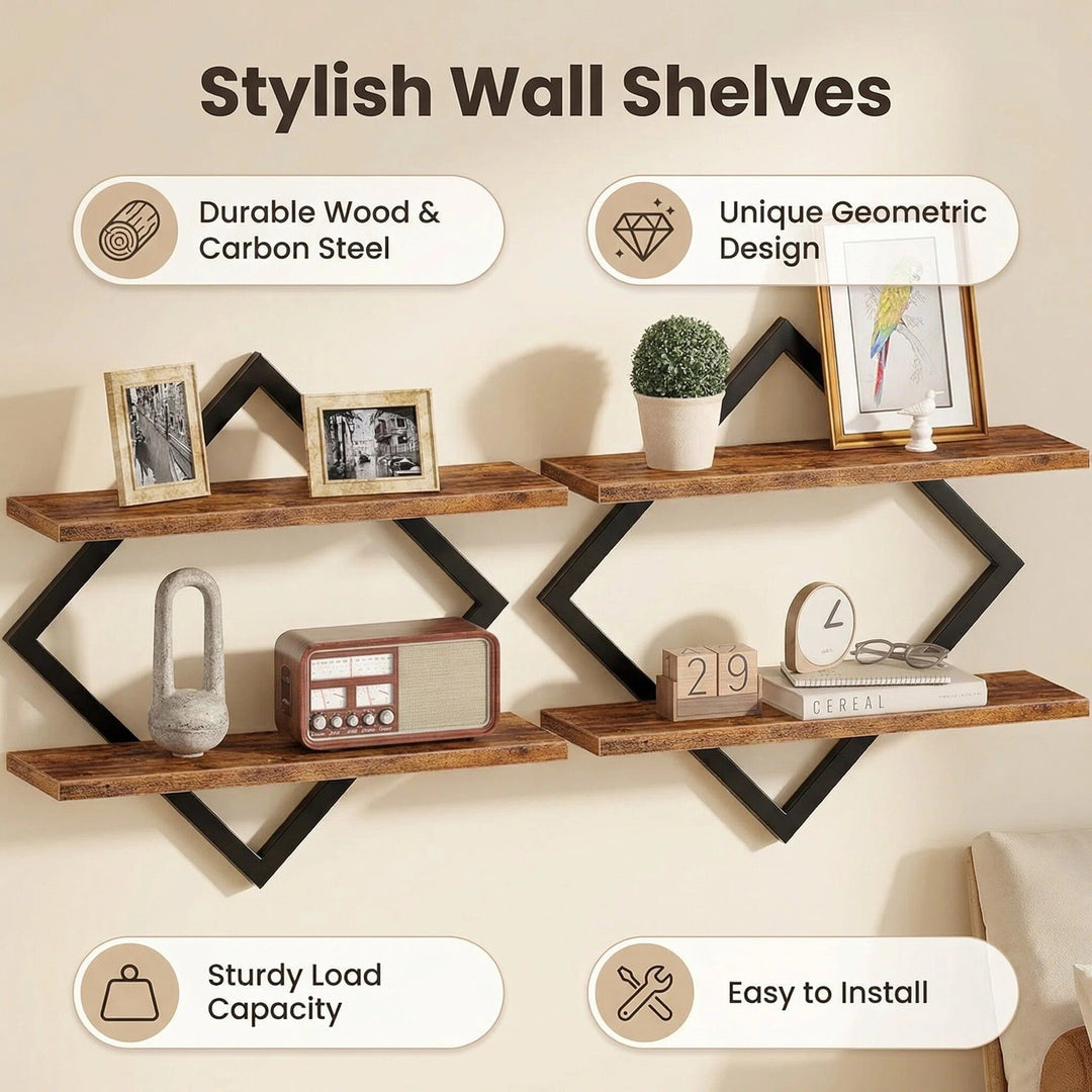 Wall shelf with modern zigzag design Kalsten
