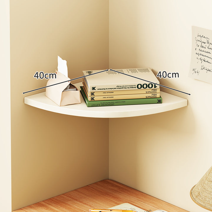 Solid Wood Corner Shelf with Metal Support Brackets