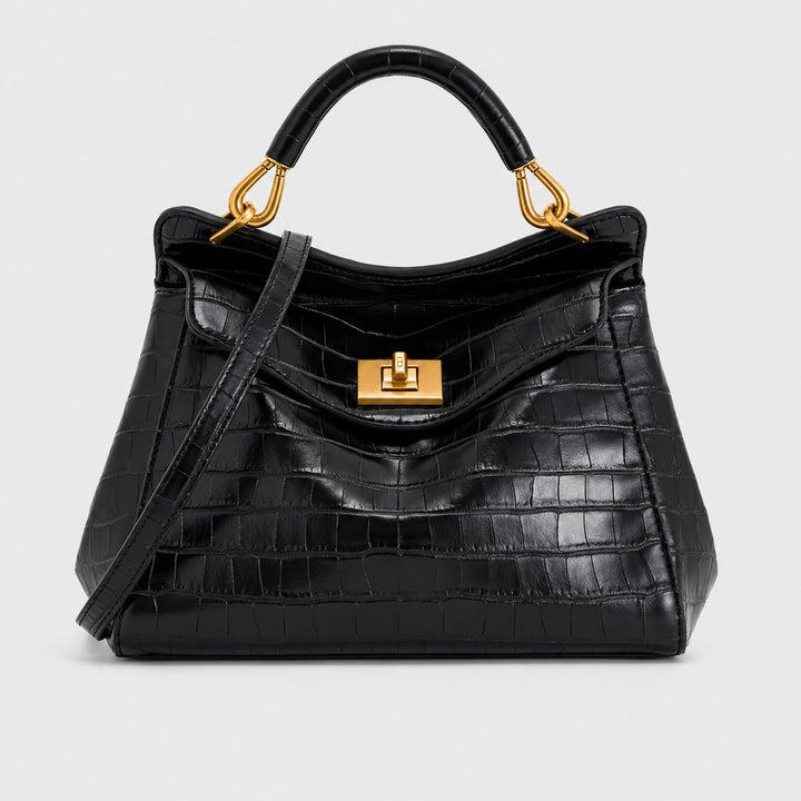 Classic Structured Crocodile Texture Handbag