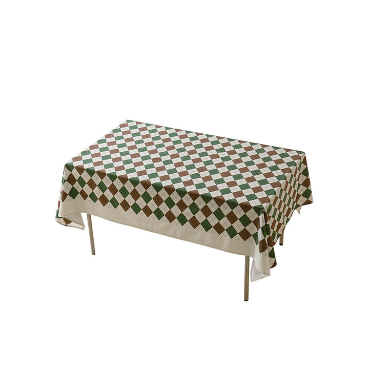 Washable PVC-coated tablecloth with diamond pattern