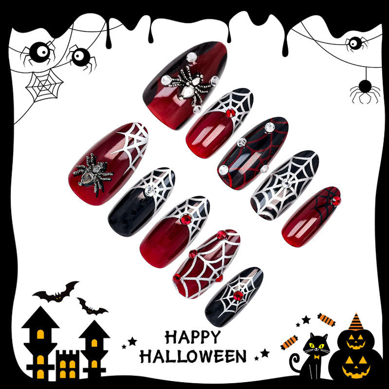 Halloween Artificial Nail Set with Spider and Web Designs Kalsten