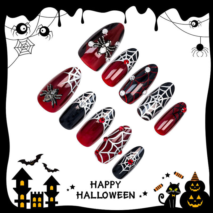 Halloween Artificial Nail Set with Spider and Web Designs Kalsten
