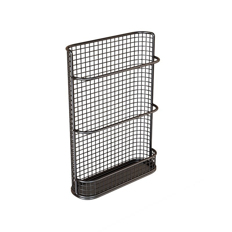 Slim Vertical Wall-Mounted Metal Mesh Kitchen Produce and Herb Storage Rack