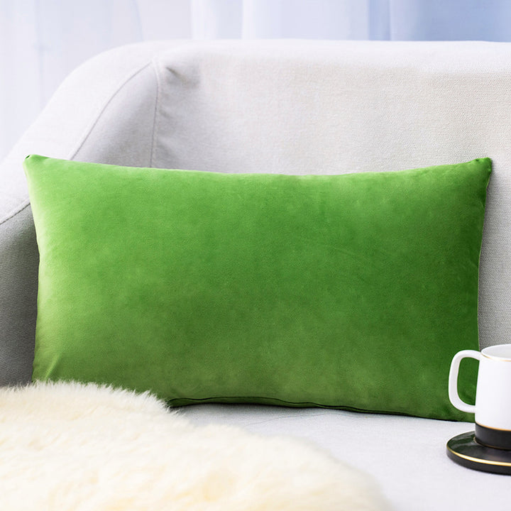 Plush Velvet Lumbar Pillow Cover with Hidden Zipper and Removable Insert Support