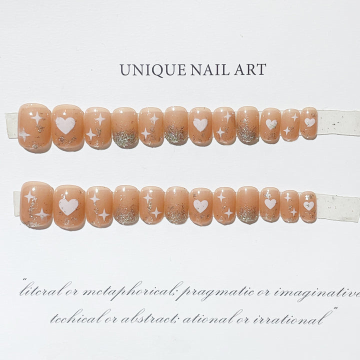 Heart and Star Pattern Press-On Nail Set