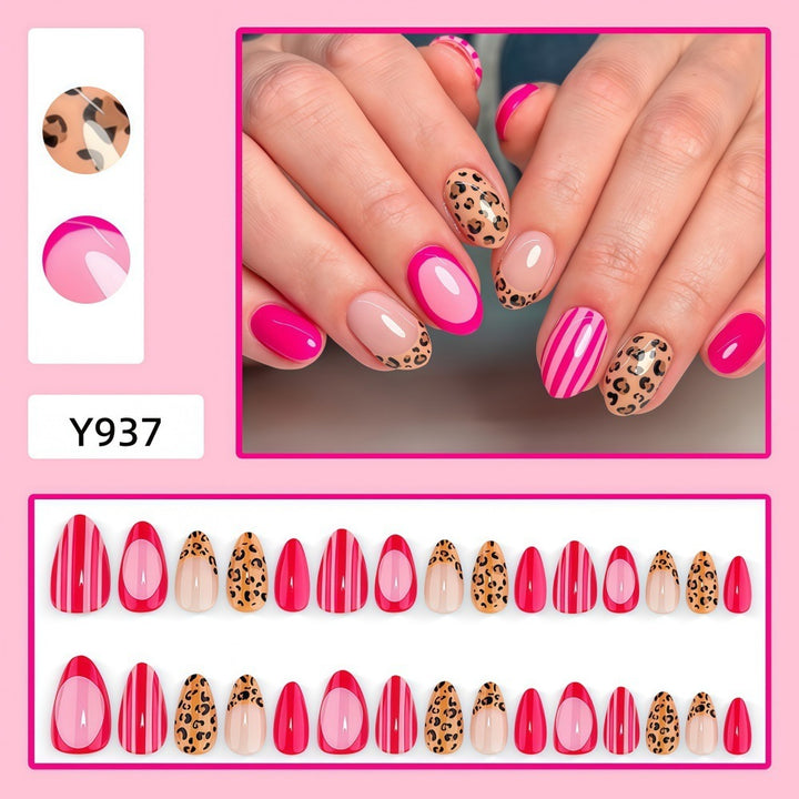 Artificial nails with trendy leopard and striped decorations Kalsten