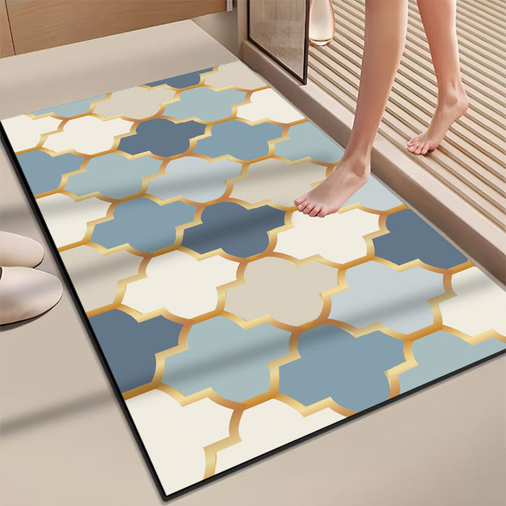 Elegant Marble-Themed Bath Mat Kalsten