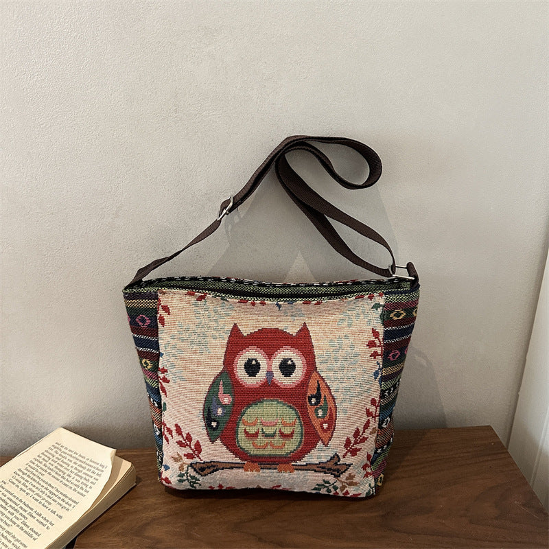 Artistic Elephant Embroidered Crossbody Bag