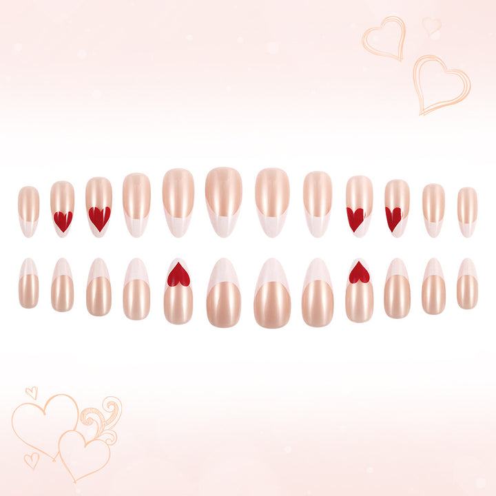 Heart-Embellished Stiletto Press-On Nails Kalsten
