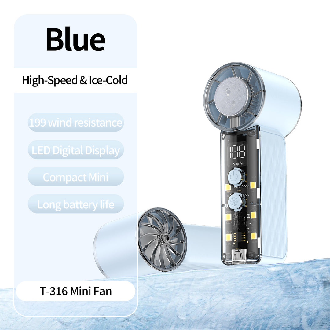 Women's nan compact rechargeable handheld cooling fan with LED real time display and multi-speed Kalsten