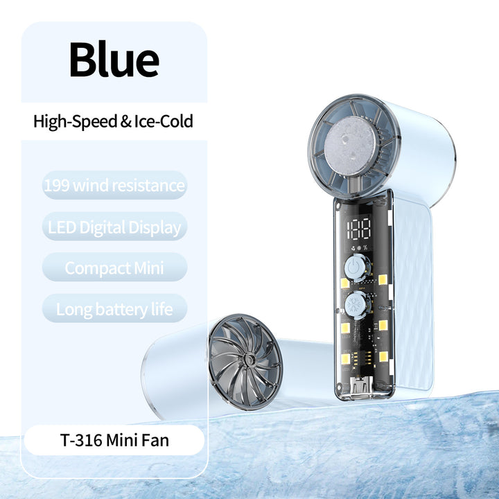 Women's nan compact rechargeable handheld cooling fan with LED real time display and multi-speed Kalsten
