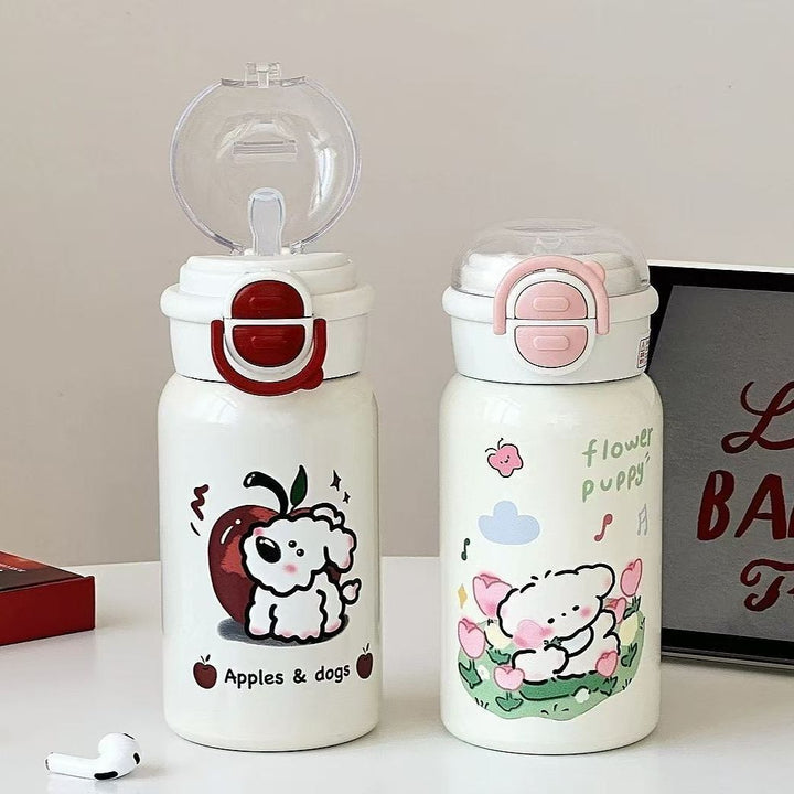Ladies insulated drinking bottle with integrated safety lid and cheerful animal design Kalsten