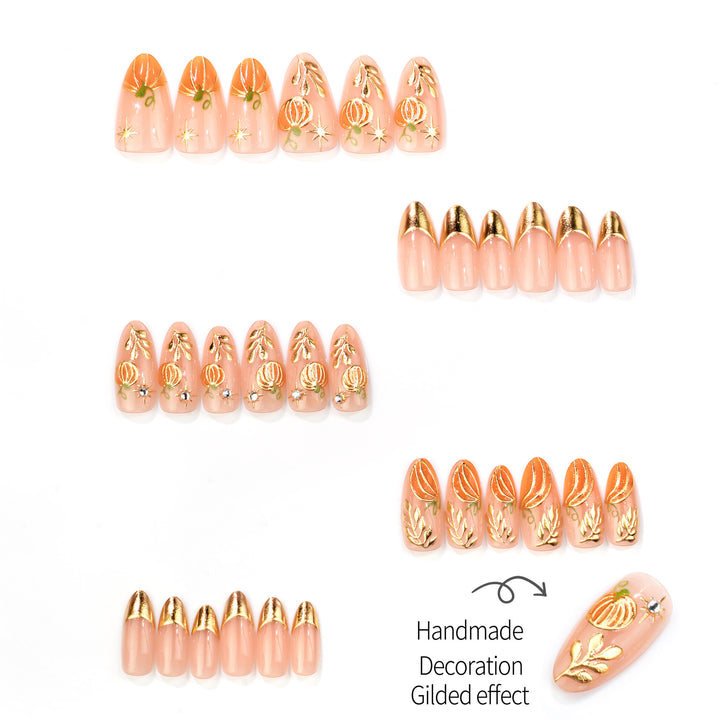 Artistic Fall-Themed Press-On Nail Art Set