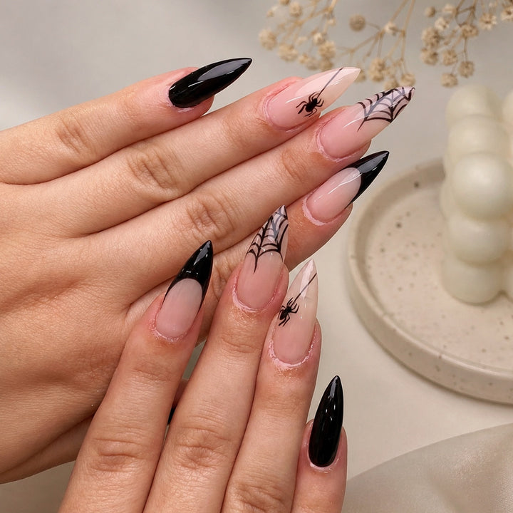 Creative Nail Art Set with Halloween Motif and Spider Accents Kalsten