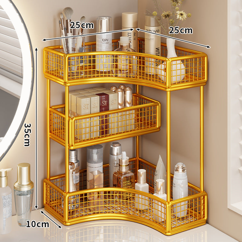 Three Tier Corner Mesh Metal Bathroom Shelf Organizer