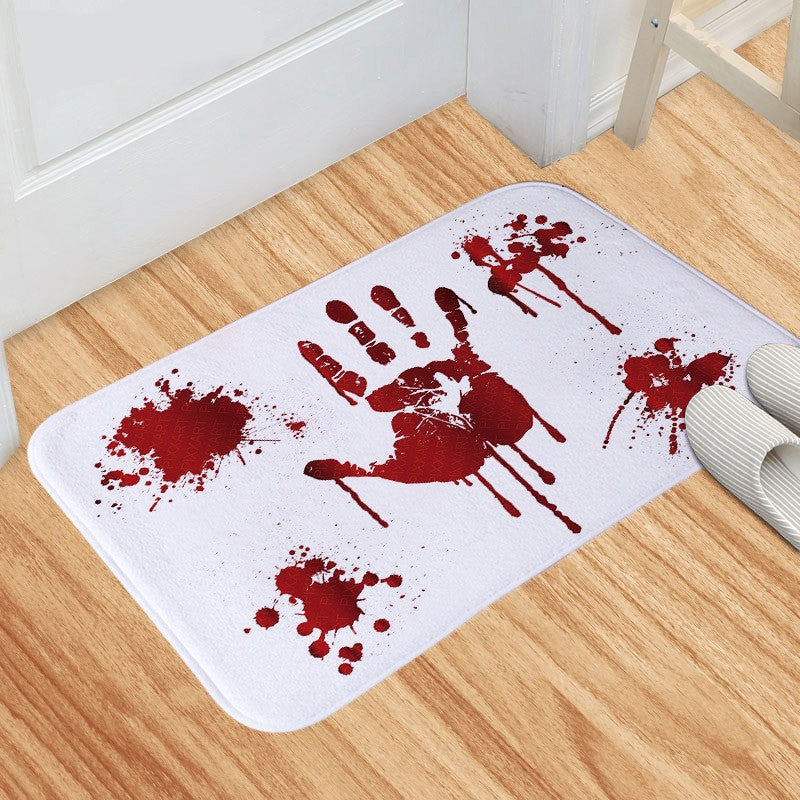 Horror-Inspired Splatter Print Memory Foam Bath Mat With Non-Slip Backing
