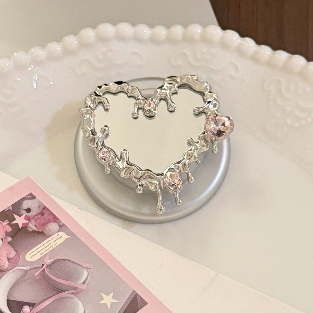 Heart-shaped hand mirror with elegant crystals Kalsten