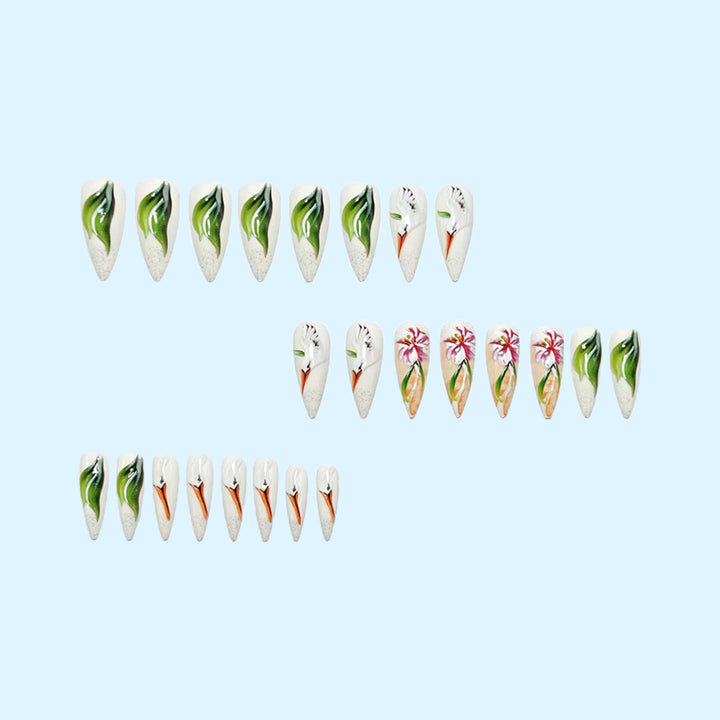 Artificial nails with floral and bird design Kalsten