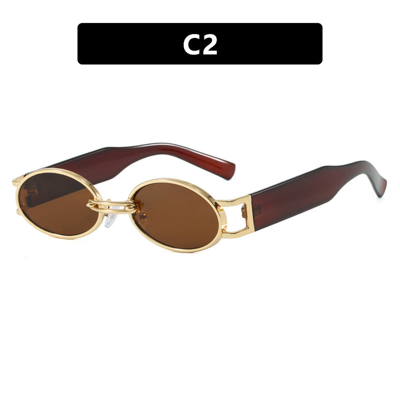 Women oval-shaped sunglasses with golden accents and stylish frame Kalsten