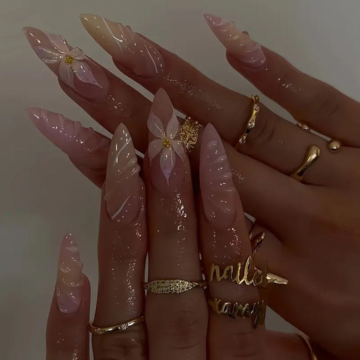 Premium Floral Acrylic Nail Enhancements Kalsten