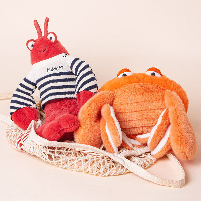 Plush Crab Hand Puppet with Soft Faux-Fur, Flexible Claw Flaps & Embroidered Eyes Kalsten